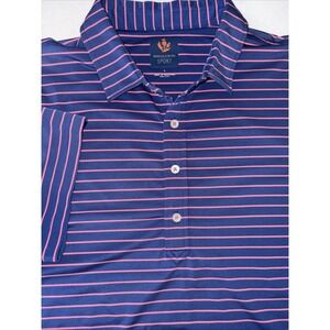 Donald Ross Golf Polo Shirt Mens L Purple Purple Pink Striped Short Sleeve EUC